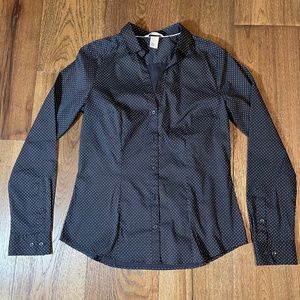 Navy with white polka dot H&M button down shirt